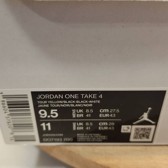 Jordan One Take 4 - Tour Yellow/Black- Black- White, Size 9.5 - Picture 10 of 14